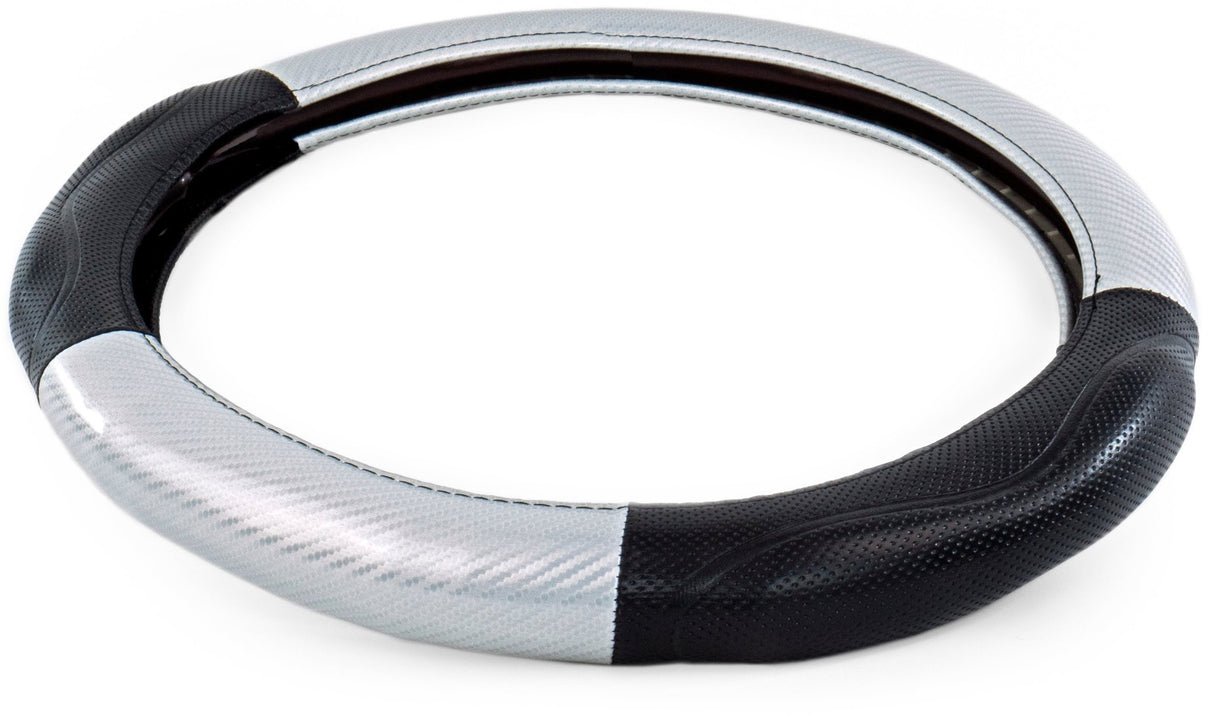 Semi Truck 18 Inch Carbon Fiber Gray w/Black Memory Foam Grips Steering Wheel Cover - HD Truck Source