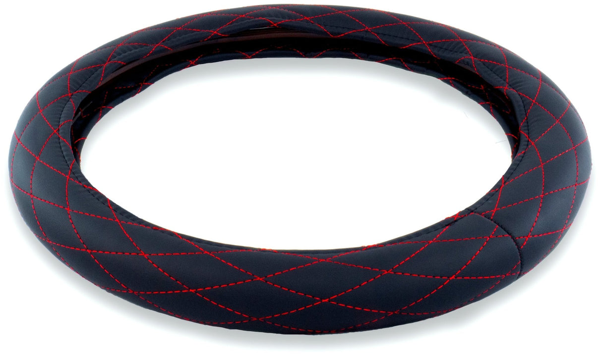 Semi Truck 18 Inch Diamond/Black Red Stitching Steering Wheel Cover - HD Truck Source