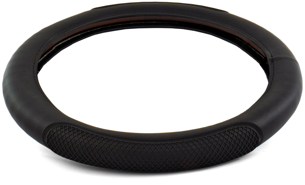 Semi Truck 18 Inch Rubber Diamond Black/Black Anti Slip Grip Steering Wheel Cover - HD Truck Source