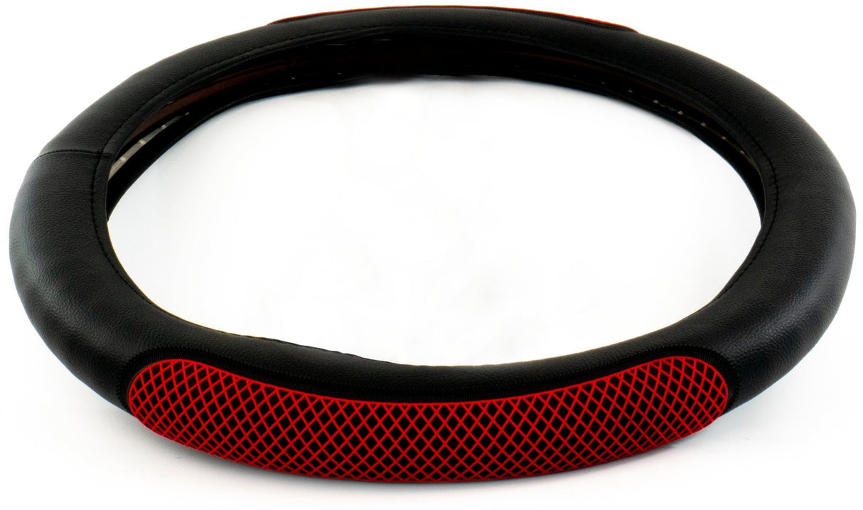 Semi Truck 18 Inch Rubber Diamond Black/Red Anti Slip Grip Steering Wheel Cover - HD Truck Source