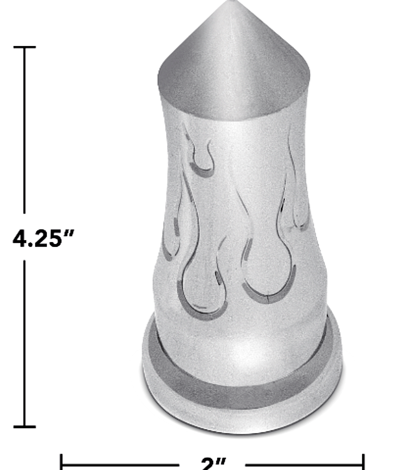 Tall Flame 33mm Push - On Chrome Lug Nut Cover - HD Truck Source