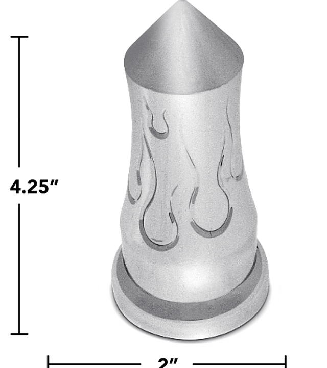 Tall Flame 33mm Push - On Chrome Lug Nut Cover - HD Truck Source