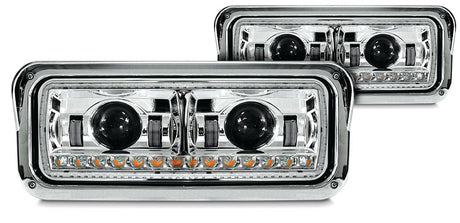 Universal LED Headlights w/Halo & Sequential Turn Signal Chrome (Passenger) - HD Truck Source