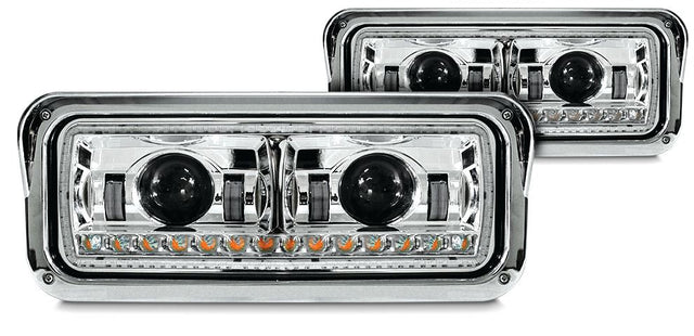Universal LED Headlights w/Halo & Sequential Turn Signal Chrome (Passenger) - HD Truck Source