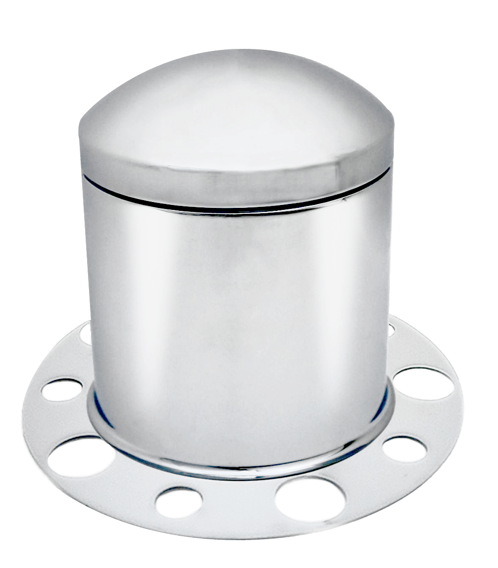 Universal - Rear Axle Wheel Cover With Rounded Hubcap - Chrome Steel - HD Truck Source