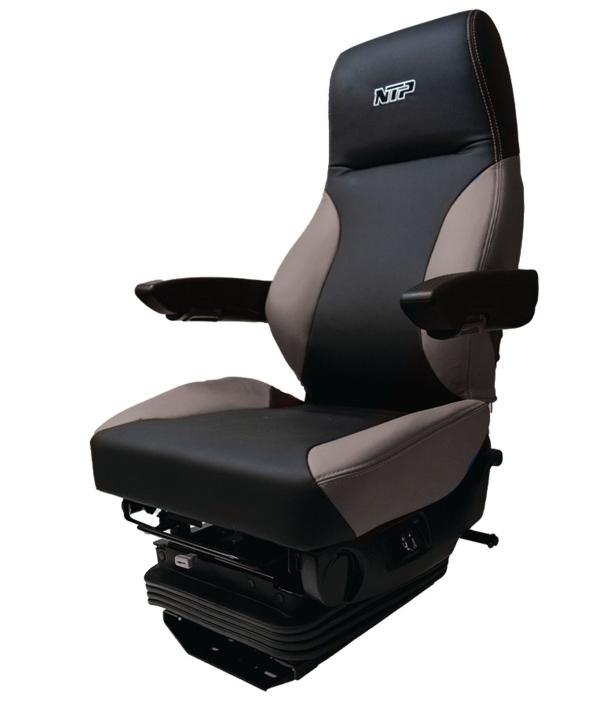 Universal Semi Truck Power Seat w/Arm Rests - Black & Gray - HD Truck Source